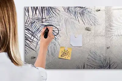 Magnetic glass dry erase board palm leaf design