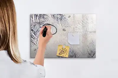 Magnetic glass dry erase board palm leaf design