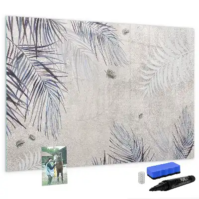 Magnetic glass dry erase board palm leaf design