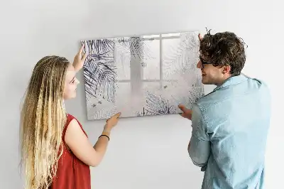 Magnetic glass dry erase board palm leaf design