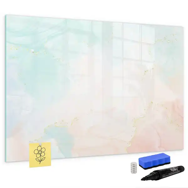 Magnetic glass dry erase board watercolor marble design