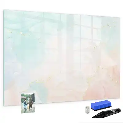 Magnetic glass dry erase board watercolor marble design