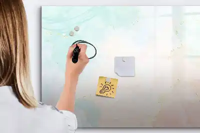 Magnetic glass dry erase board watercolor marble design
