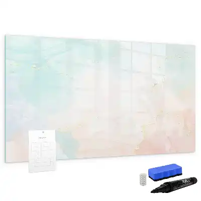 Magnetic glass dry erase board watercolor marble design