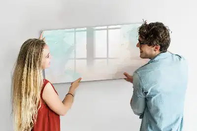 Magnetic glass dry erase board watercolor marble design