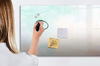 Magnetic glass dry erase board watercolor marble design