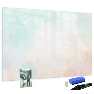Magnetic glass dry erase board watercolor marble design
