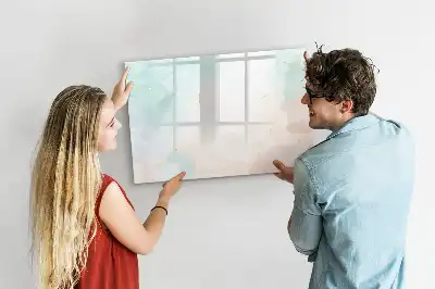 Magnetic glass dry erase board watercolor marble design