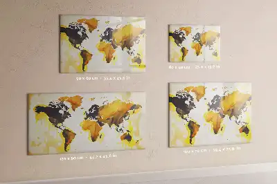 Magnetic glass dry erase board world map abstraction design