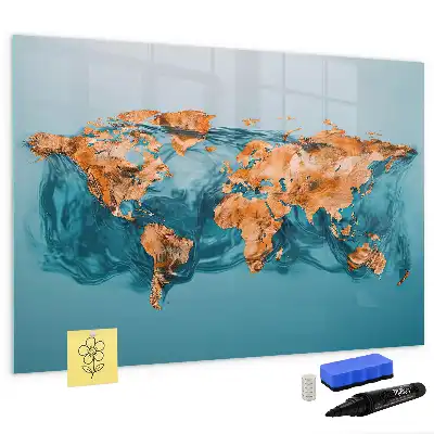 Magnetic marker board abstract world map design