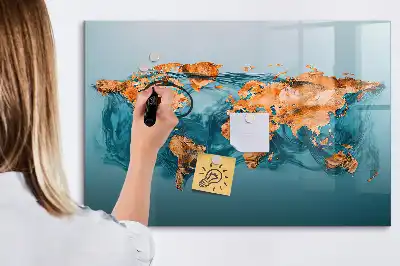 Magnetic marker board abstract world map design