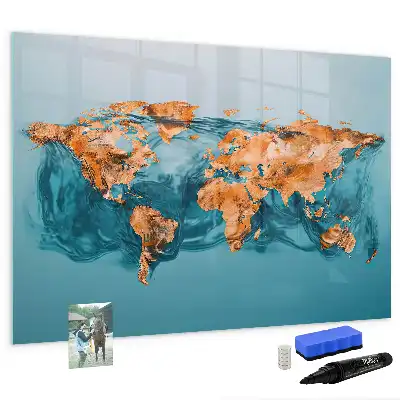 Magnetic marker board abstract world map design