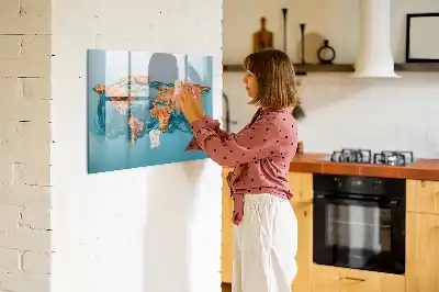 Magnetic marker board abstract world map design