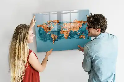 Magnetic marker board abstract world map design