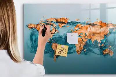 Magnetic marker board abstract world map design