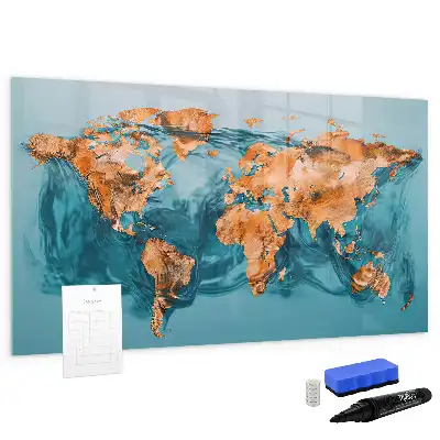 Magnetic marker board abstract world map design