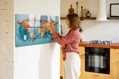 Magnetic marker board abstract world map design