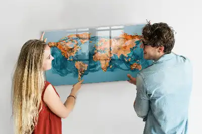 Magnetic marker board abstract world map design