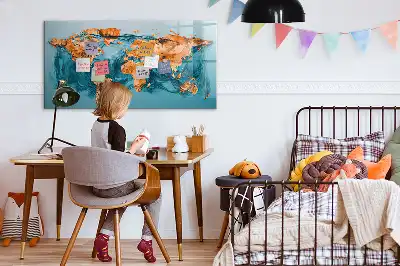 Magnetic marker board abstract world map design