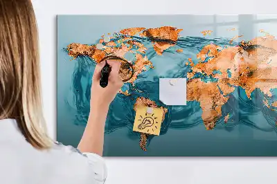 Magnetic marker board abstract world map design