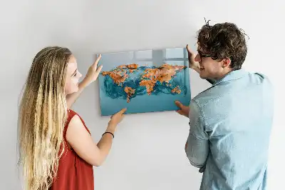 Magnetic marker board abstract world map design