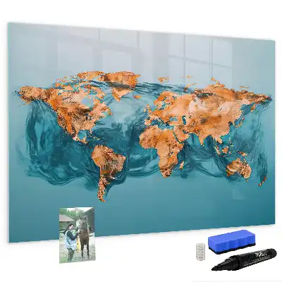 Magnetic marker board abstract world map design