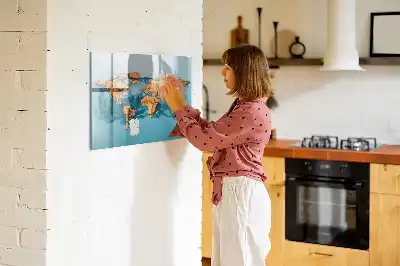 Magnetic marker board abstract world map design