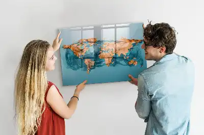 Magnetic marker board abstract world map design