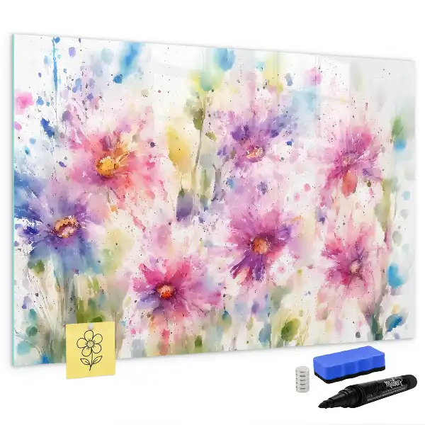 Magnetic marker board painted flowers design