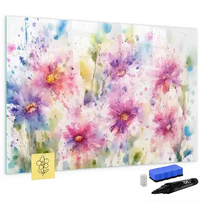 Magnetic marker board painted flowers design