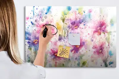 Magnetic marker board painted flowers design