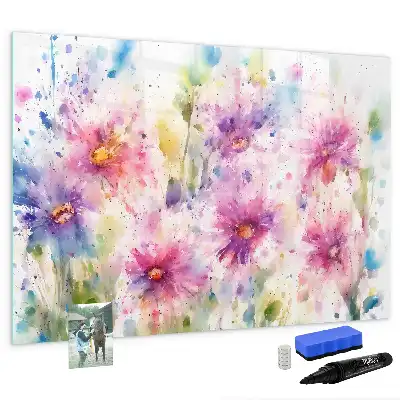 Magnetic marker board painted flowers design