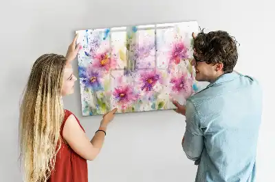 Magnetic marker board painted flowers design