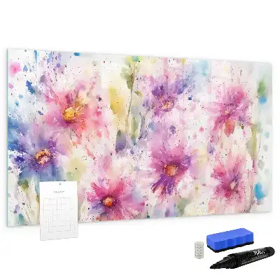 Magnetic marker board painted flowers design