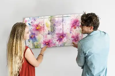 Magnetic marker board painted flowers design