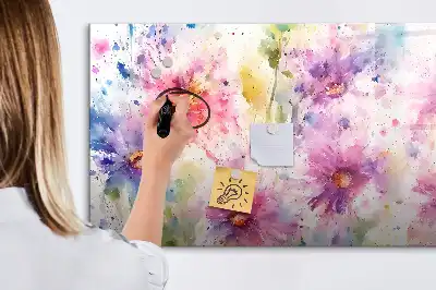 Magnetic marker board painted flowers design