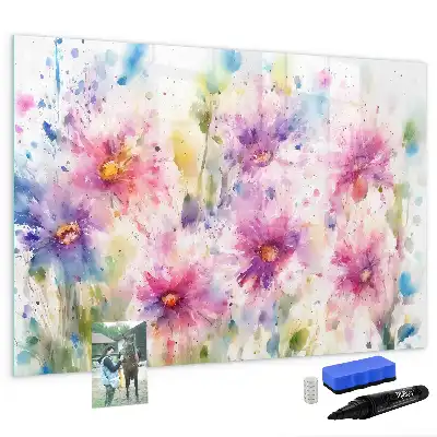 Magnetic marker board painted flowers design