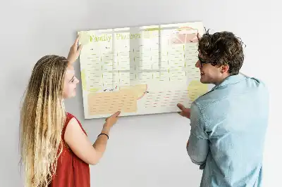 Magnetic glass dry erase board family planner