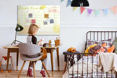 Magnetic glass dry erase board family planner