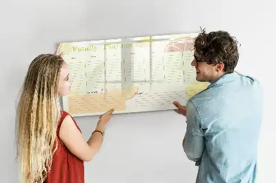 Magnetic glass dry erase board family planner