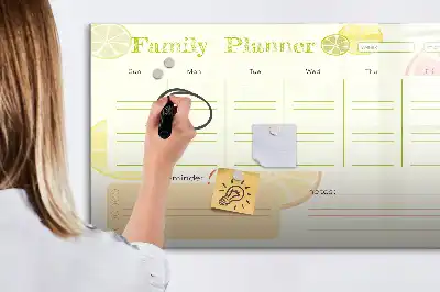 Magnetic glass dry erase board family planner
