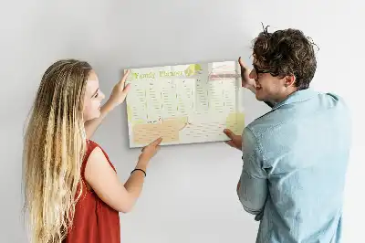 Magnetic glass dry erase board family planner