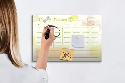 Magnetic glass dry erase board family planner