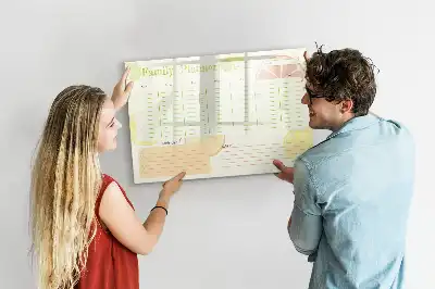 Magnetic glass dry erase board family planner