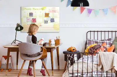 Magnetic glass dry erase board family planner