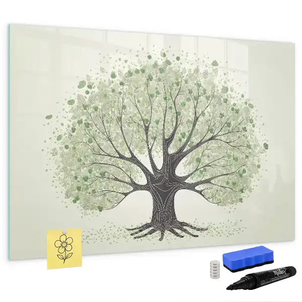 Magnetic marker board featuring a landscape design of a big nature tree
