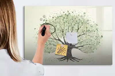 Magnetic marker board featuring a landscape design of a big nature tree