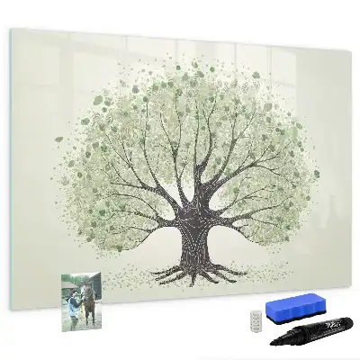 Magnetic marker board featuring a landscape design of a big nature tree