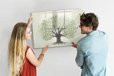 Magnetic marker board featuring a landscape design of a big nature tree