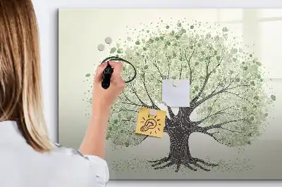 Magnetic marker board featuring a landscape design of a big nature tree